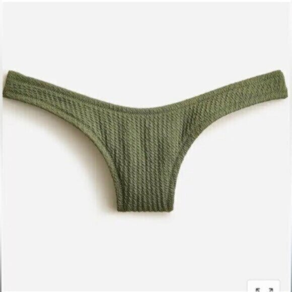 NWT J.Crew Green Textured Curved Waist Cheeky Bikini Bottom Size Large - Picture 1 of 5